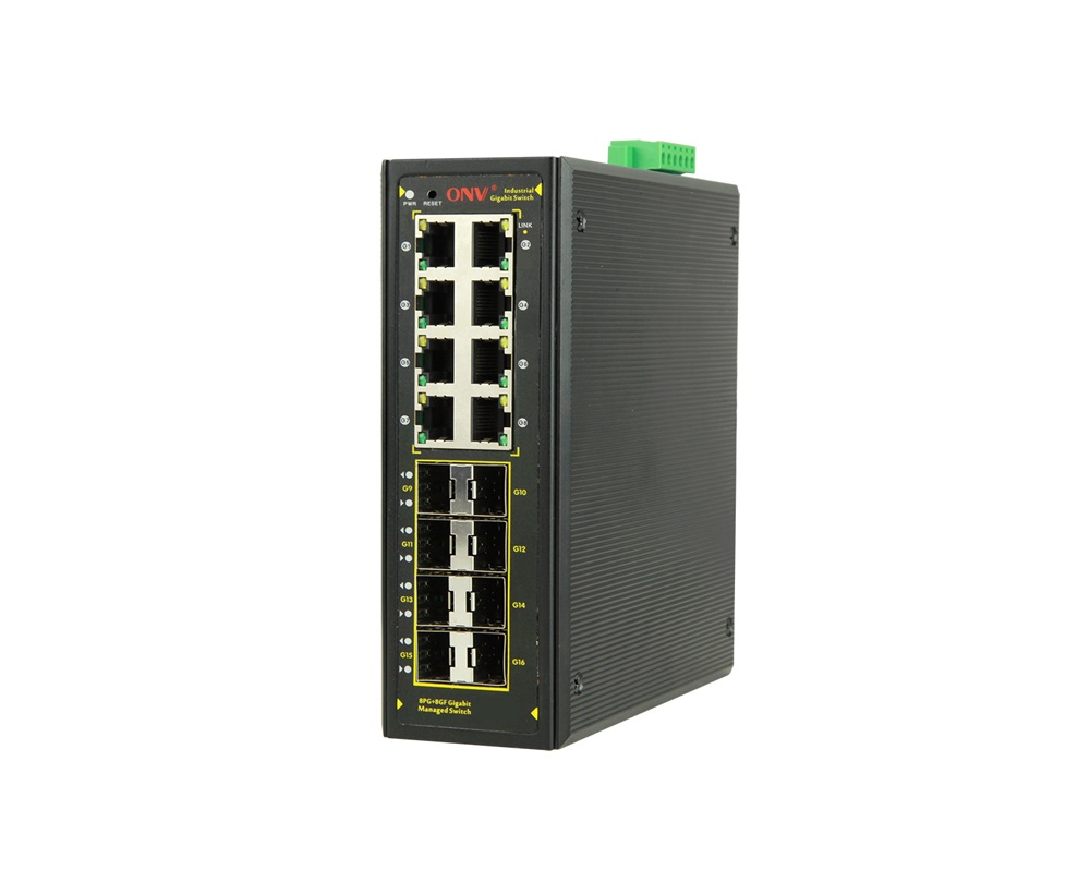 8-Port Managed Industrial Gigabit Ethernet Switch, PoE+, DIN
