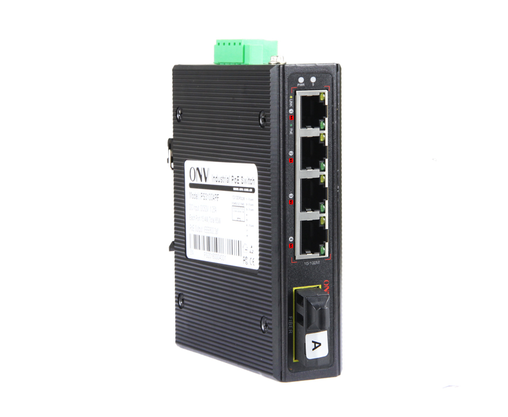 10/100M 5-port bt industrial PoE fiber switch