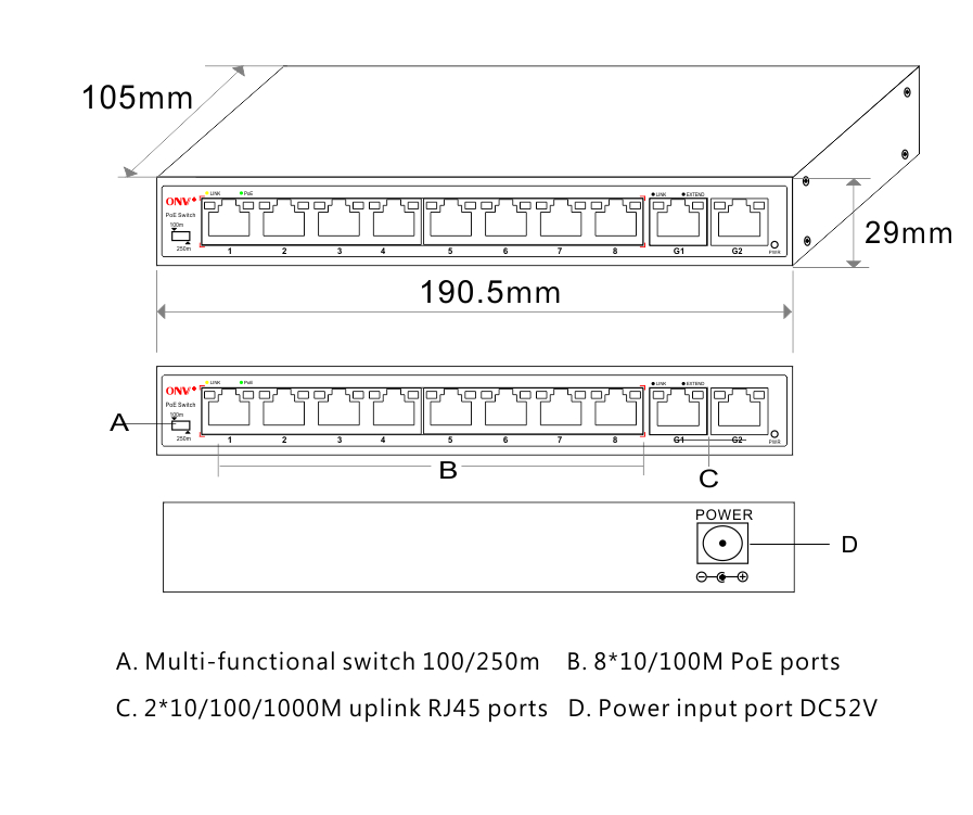 Gigabit uplink 10-port PoE switch,10-port PoE switch,PoE switch,PoE switches