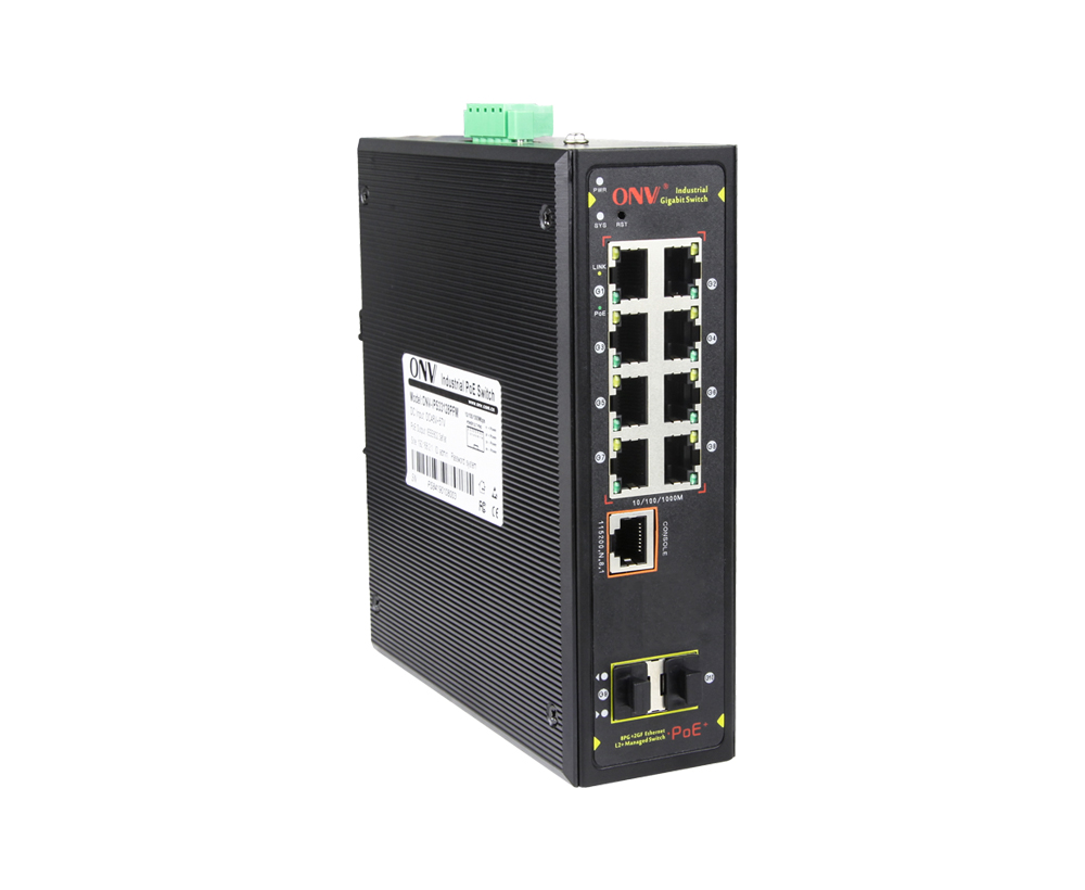 Full gigabit 10-port L2+ managed industrial PoE fiber switch
