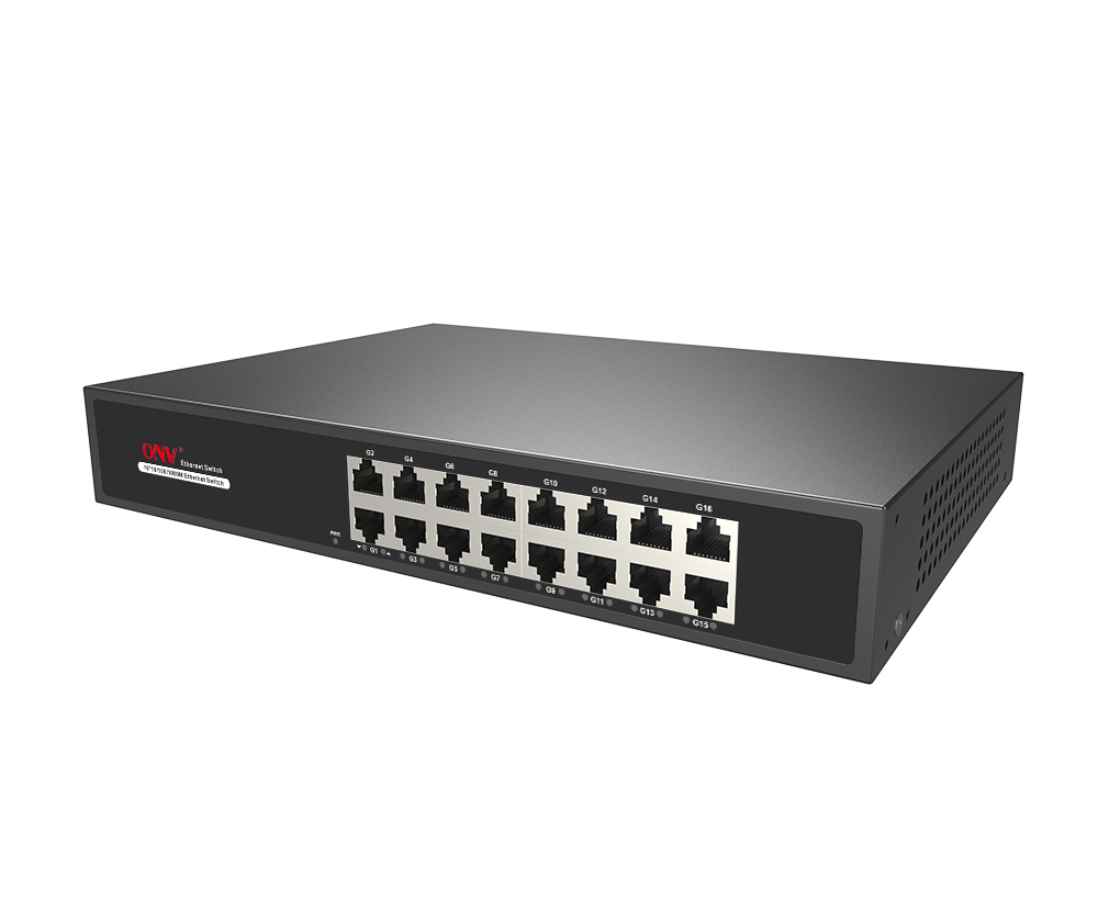 16-Port 10/100/1000 Mbps 1U/Desktop Gigabit Ethernet Unmanaged Switch,  Metal Housing