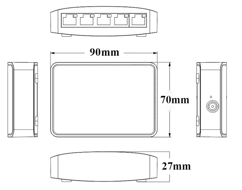 5-port gigabit Ethernet switch, Ethernet switch，gigabit Ethernet switch