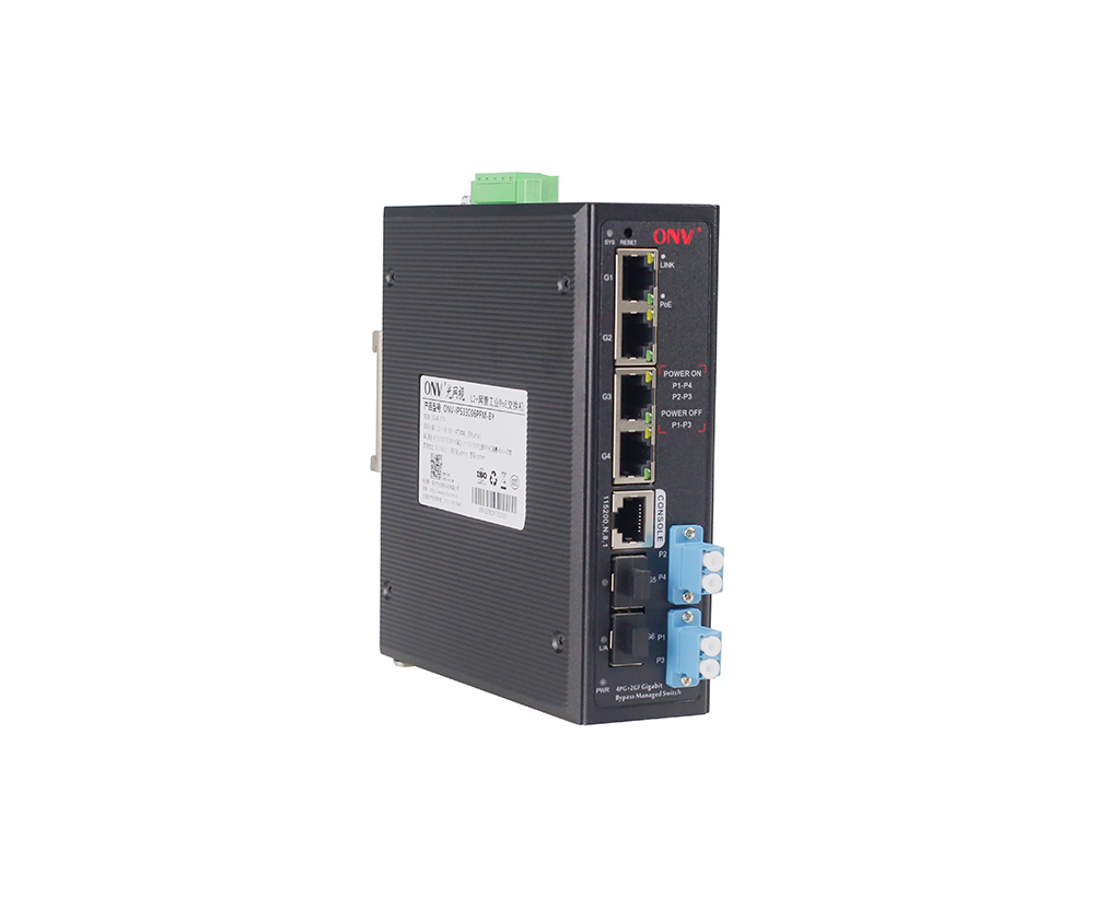 Full gigabit 6-port bypass managed industrial PoE switch