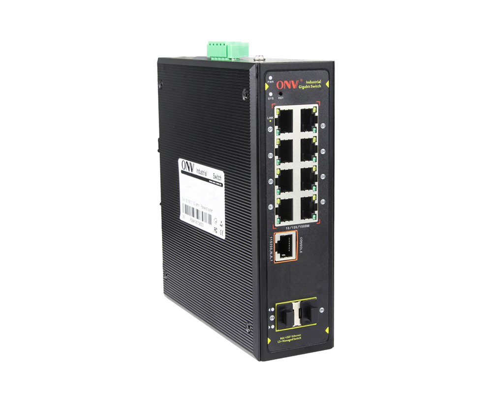 Full gigabit 10-port L2+ managed industrial Ethernet fiber switch