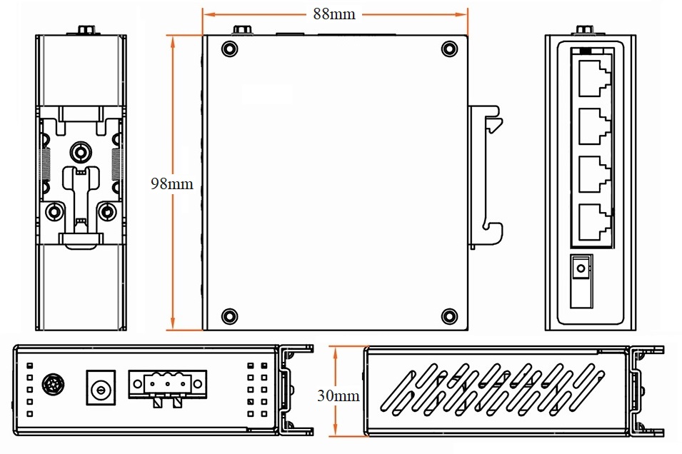 5 port 10/100M industrial PoE switch, industrial fiber switch, industrial switch