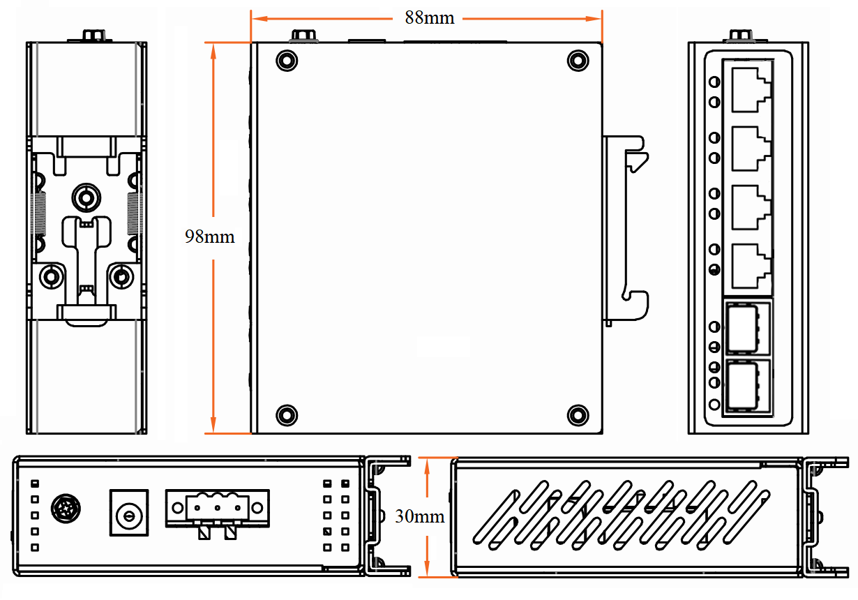 6 port Gigabit industrial PoE switch, industrial PoE switch, industrial switch