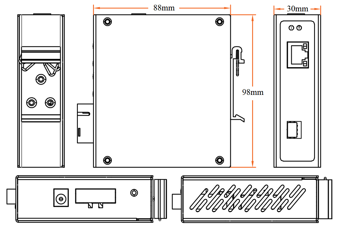 2 port gigabit industrial PoE fiber switch, industrial PoE switch, PoE switch