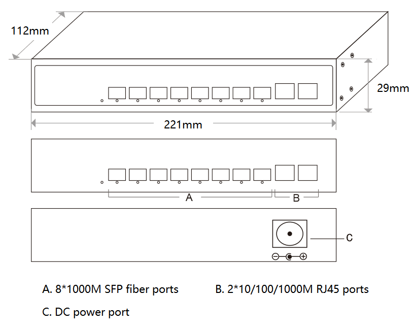 10-port gigabit Ethernet switch, Ethernet switch, gigabit Ethernet switch