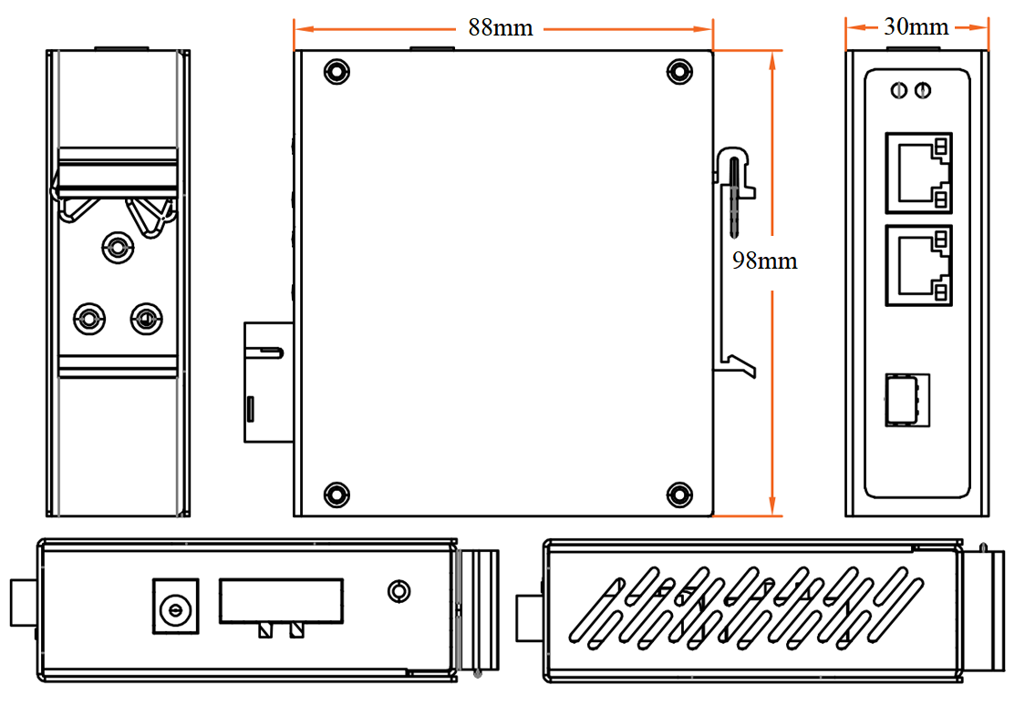 2 port gigabit industrial Ethernet switch, industrial Ethernet switch