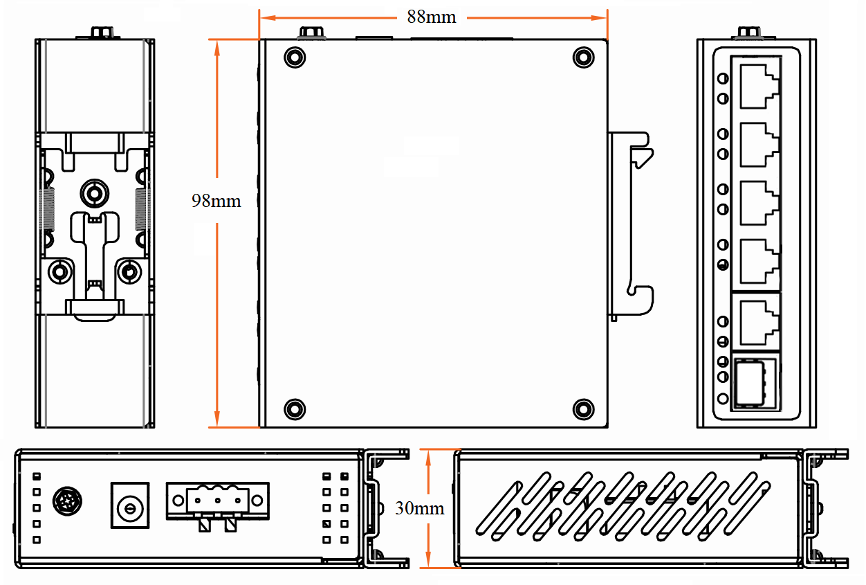 6 port gigabit industrial Ethernet switch, industrial Ethernet switch