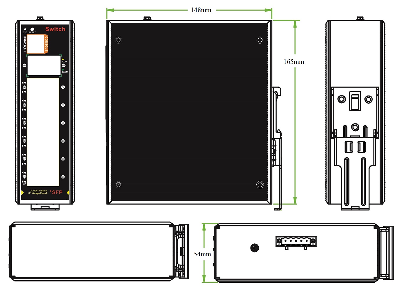 14 port Gigabit managed industrial Ethernet switch, industrial Ethernet switch