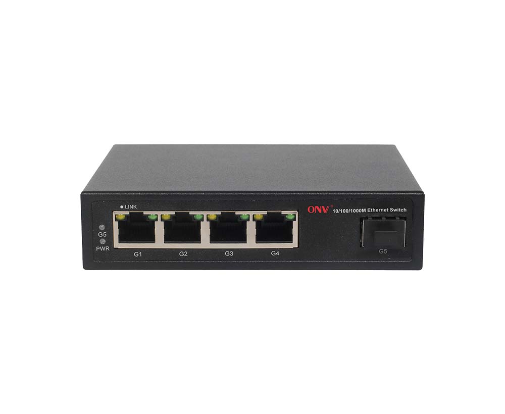 Gigabit 5-port single-mode dual fiber media converter