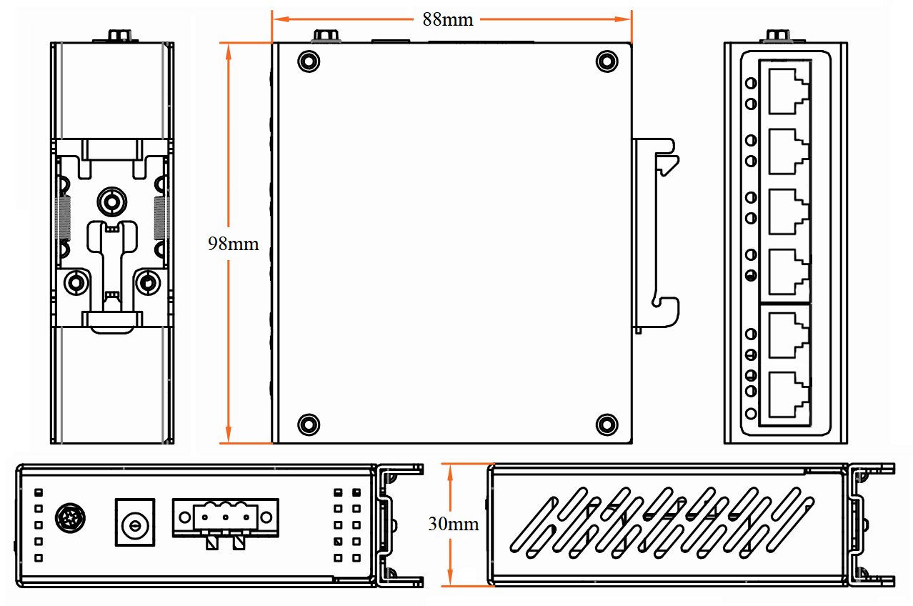 6-port industrial PoE switch, industrial Ethernet switch, industrial PoE switch