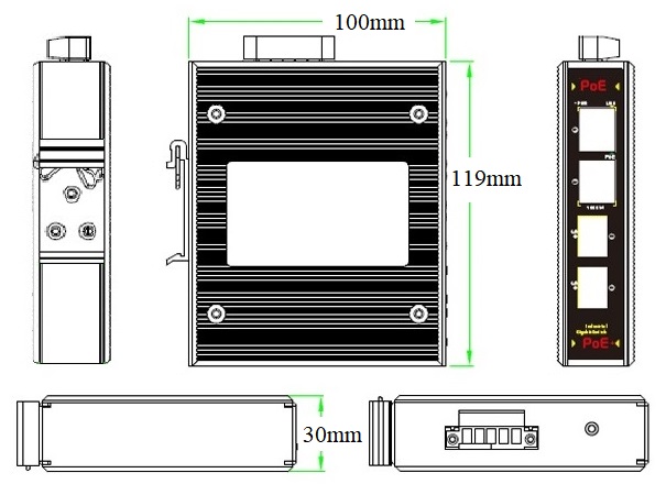 4 port Gigabit industrial PoE switch, industrial PoE switch, PoE switch