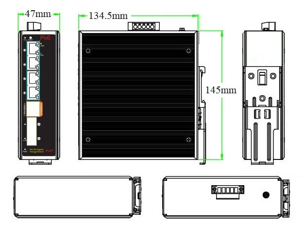 6-port Gigabit managed industrial PoE switch, industrial PoE switch