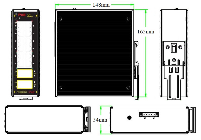 16 port gigabit managed industrial PoE switch，industrial PoE switch, PoE switch