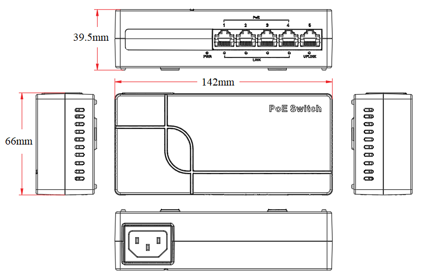 5-port 10/100M smart PoE switch, PoE switch 4 port, PoE switch