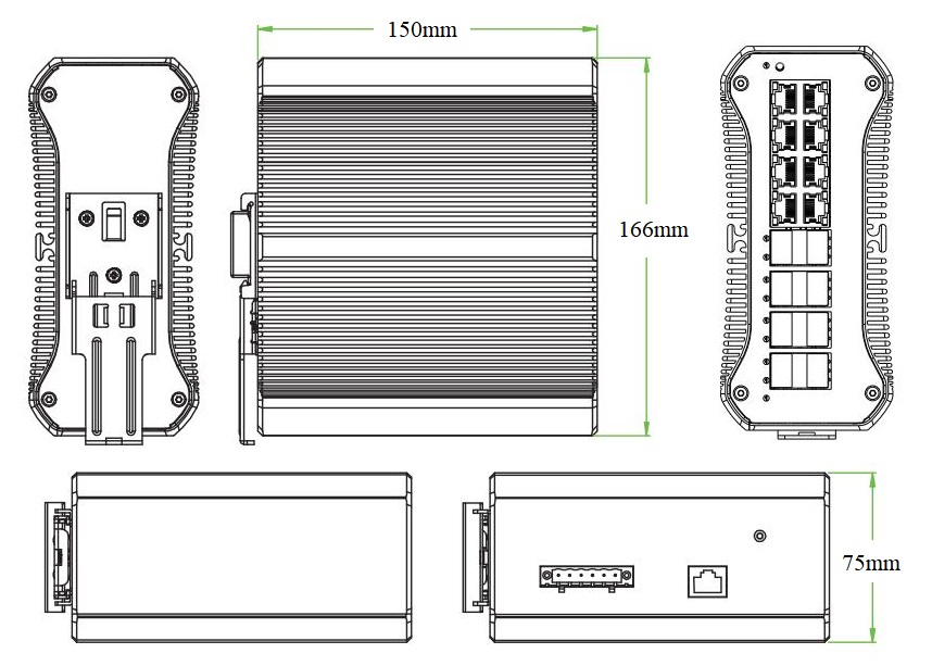 16 port gigabit managed industrial Ethernet switch, industrial Ethernet switch