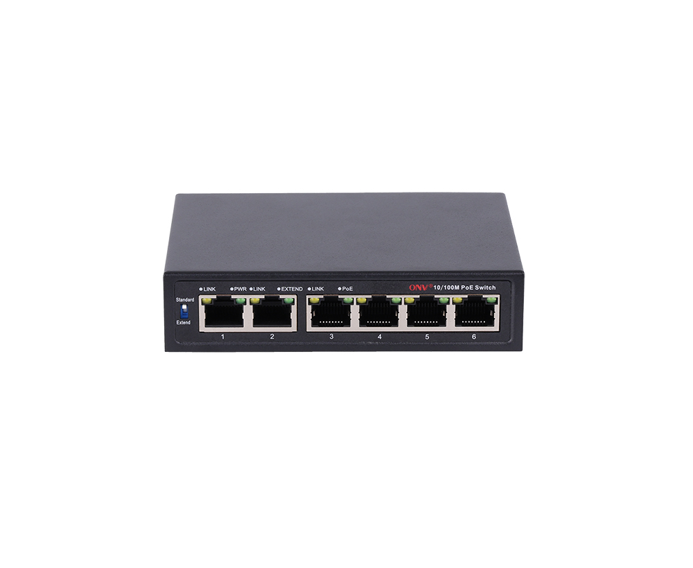 10M/250 meters transmission 10/100M 6-port PoE switch