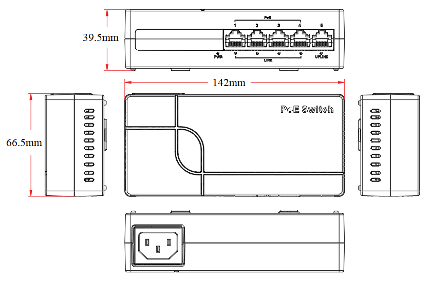 5-port 10/100M smart PoE switch, PoE switch 4 port, PoE switch