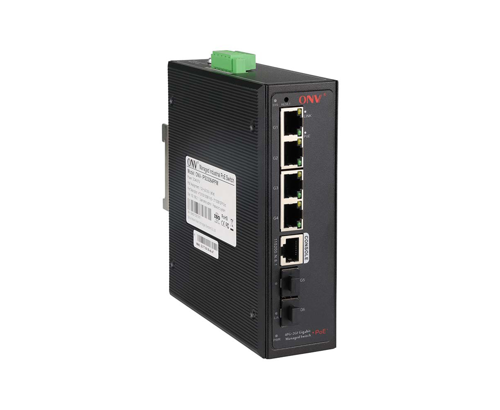 Gigabit 6-port L2+ managed industrial PoE switch