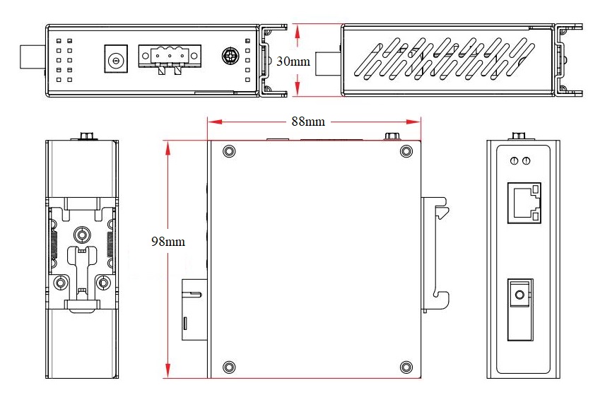 2 port Gigabit industrial PoE switch, industrial PoE switch, PoE switch,