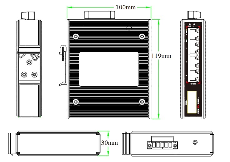 5-port industrial BT PoE fiber switch, PoE switch，industrial PoE switch