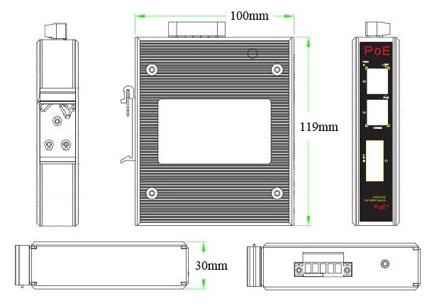 3-port industrial PoE switch, industrial PoE switch, PoE switch