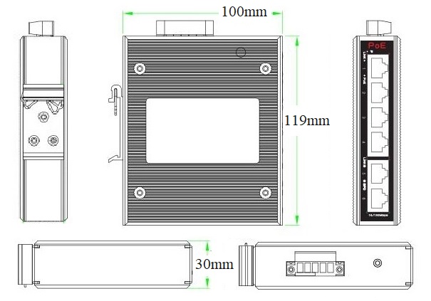 6-port 10/100M industrial PoE switch, industrial PoE switch, PoE switch